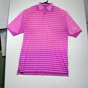 Footjoy Polo Shirt Men’s Size L Pink Striped Short Sleeve Golf Santa Luz